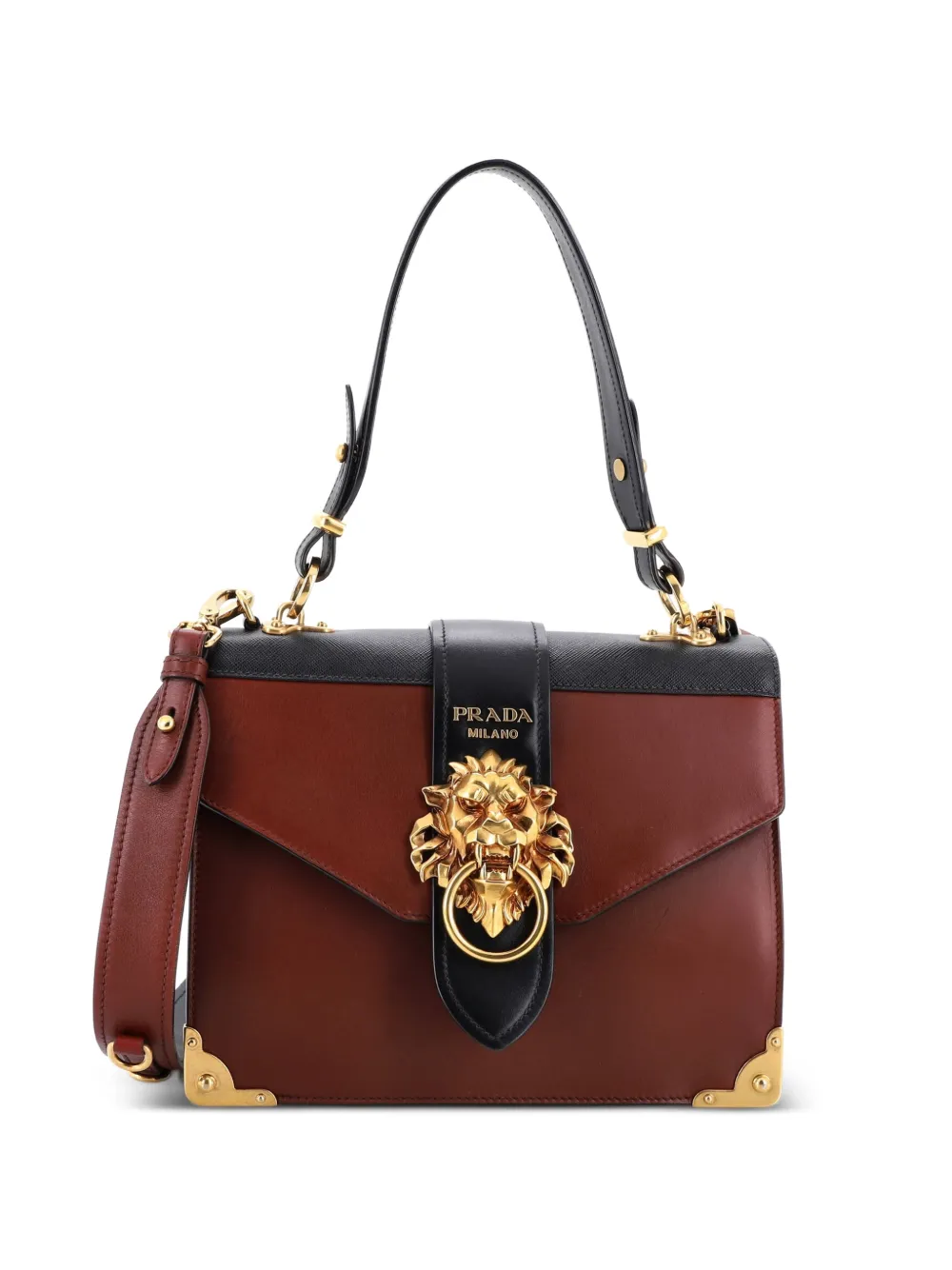 Prada Pre-Owned Animalier Cahier Convertible Shoulder Bag Leather Medium satchel - Rosso