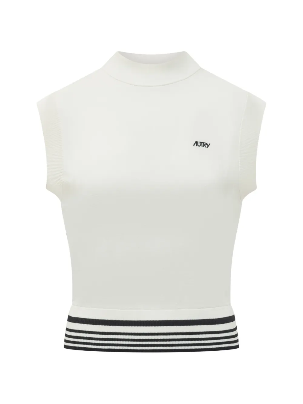 Autry logo-print striped-hem top - Bianco