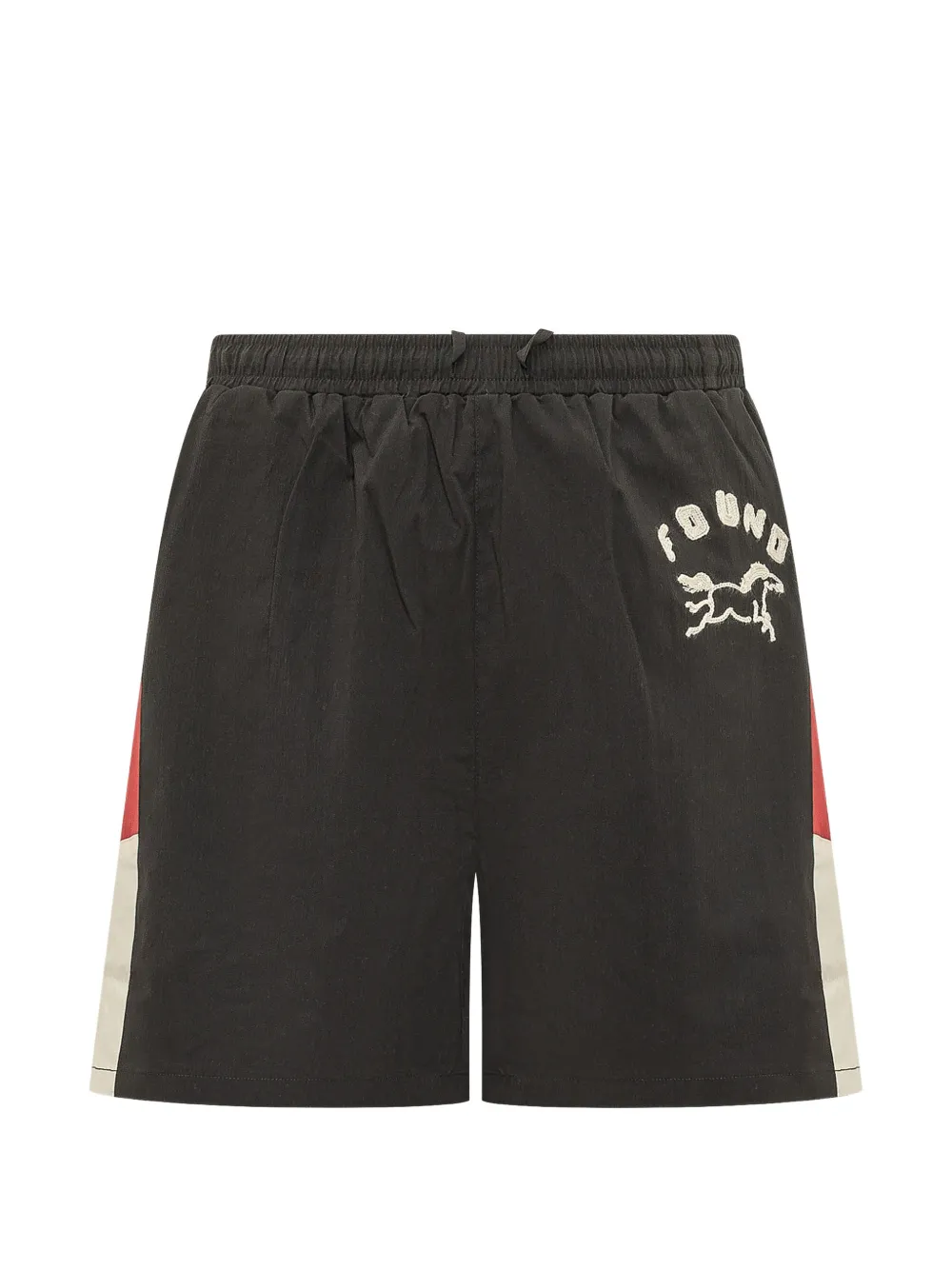FOUND logo-embroidered colour-block shorts - Nero