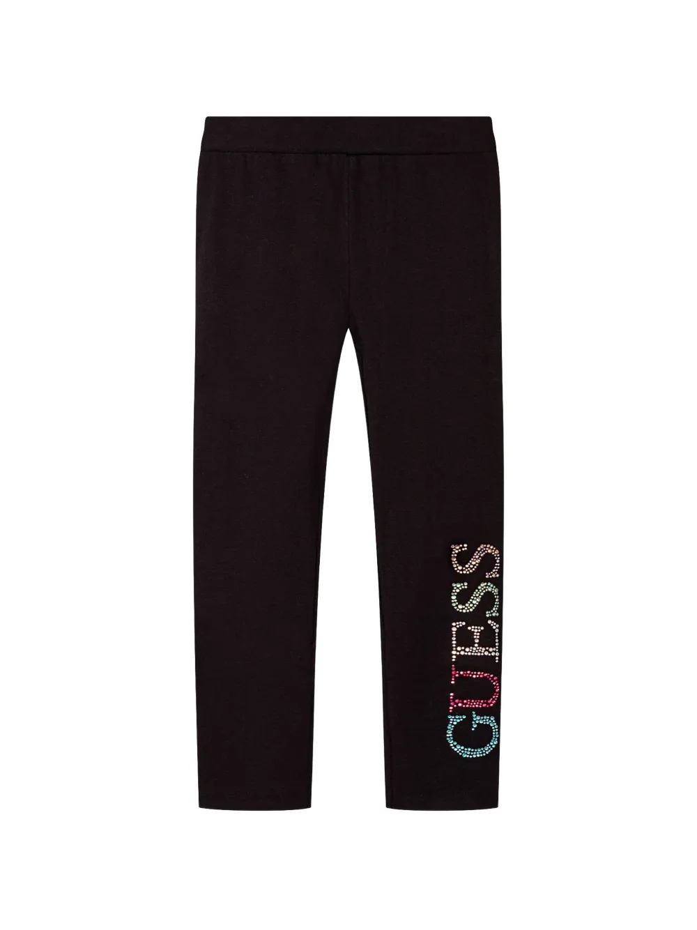 guess kids rhinestone-logo leggings - Nero