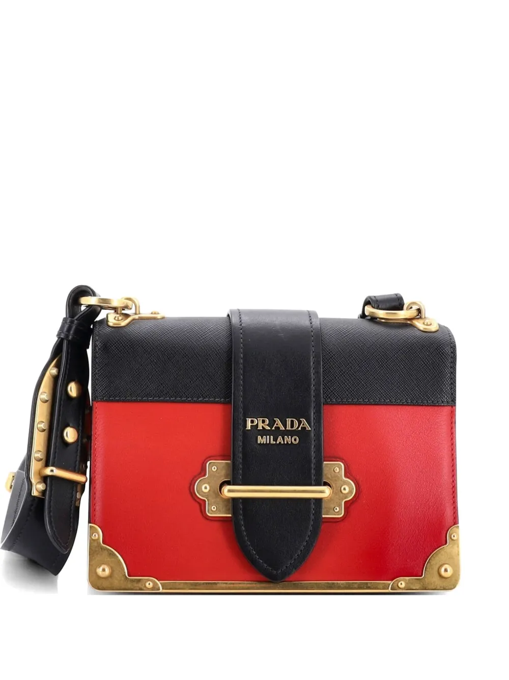 Prada Pre-Owned Cahier Leather and Saffiano Leather Small crossbody bag - Nero