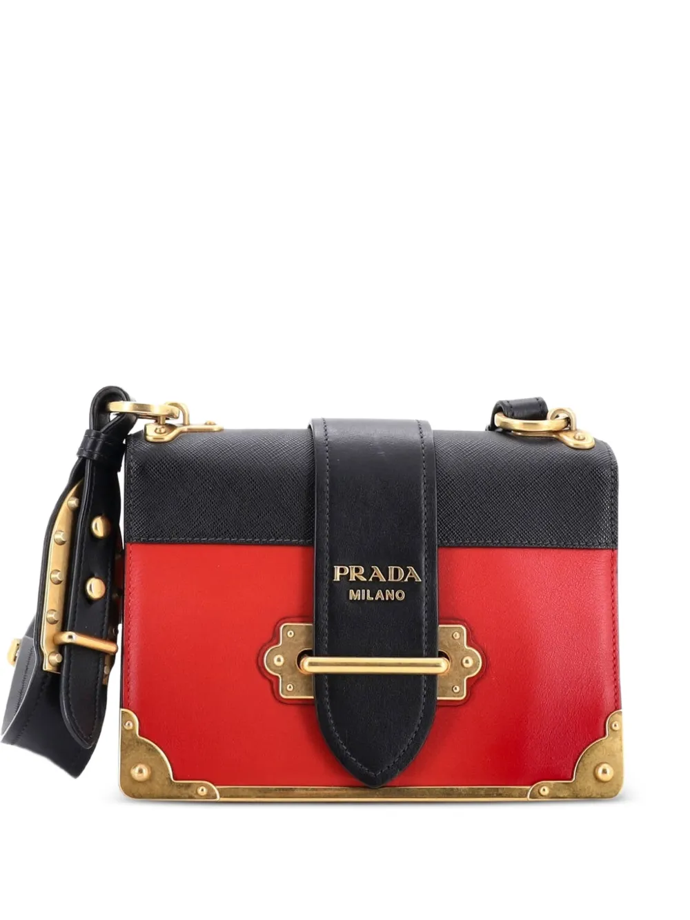 Prada Pre-Owned Cahier Leather and Saffiano Leather Small crossbody bag - Nero