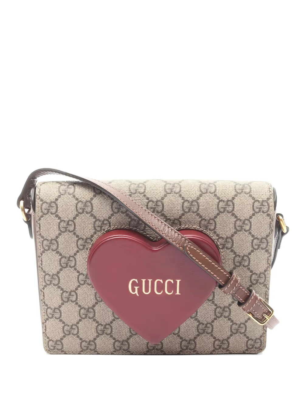 Gucci Pre-Owned 2010s GG Supreme Valentine's Day heart limited edition shoulder bag - Marrone