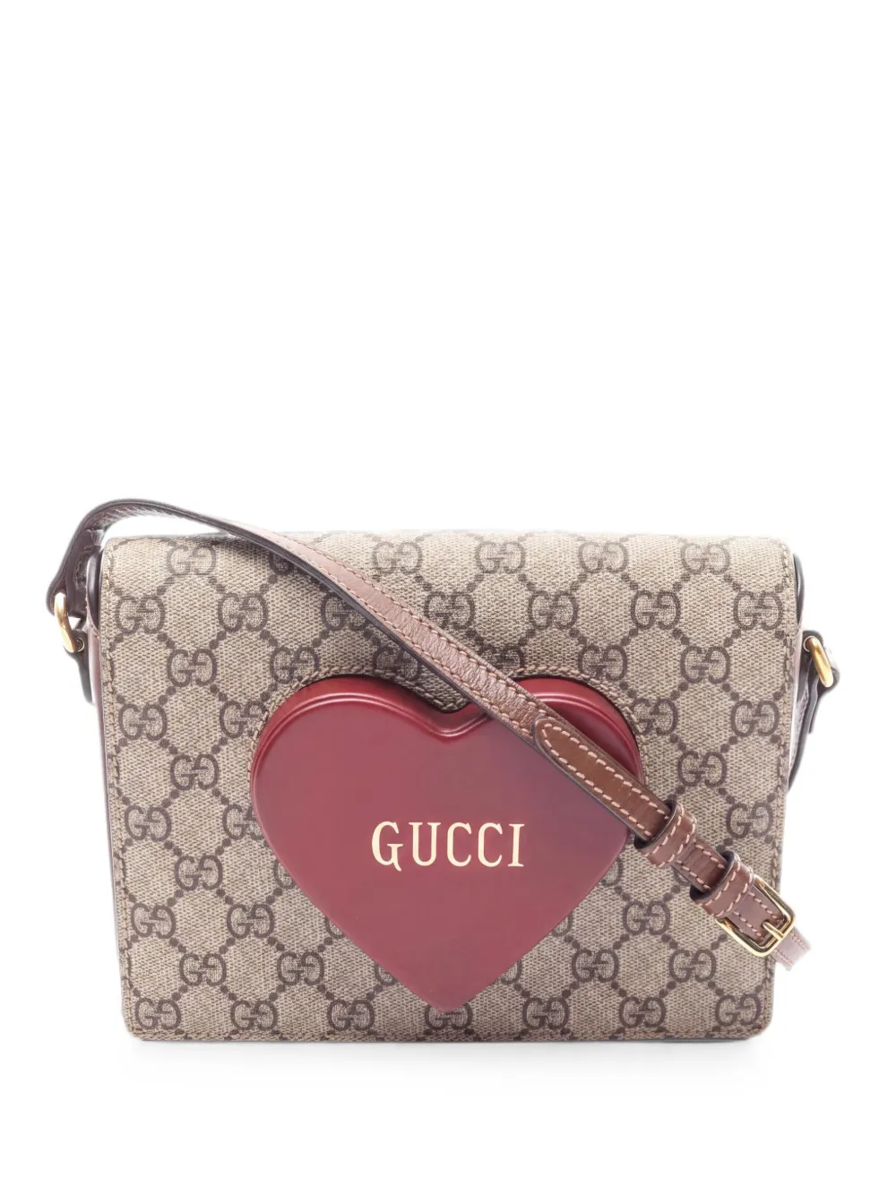 Gucci Pre-Owned 2010s GG Supreme Valentine's Day heart limited edition shoulder bag - Marrone