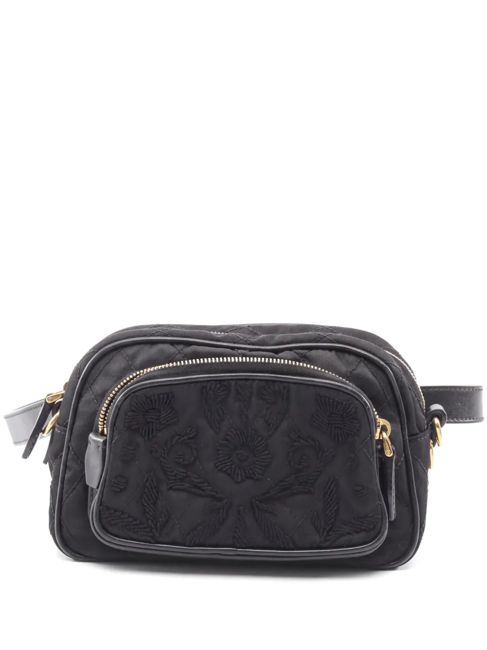 Prada Pre-Owned 2000s floral-embroidered cross body bag - Schwarz