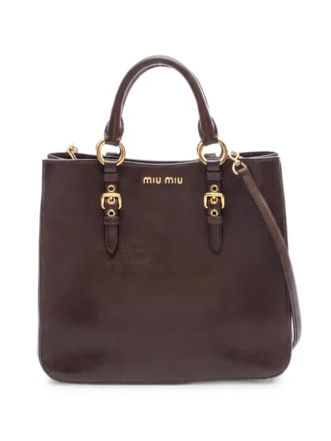 Miu Miu Pre-Owned Madras leather two-way handbag