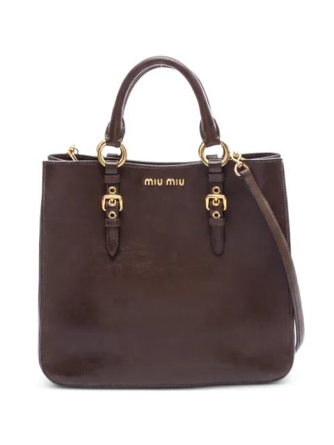 Miu Miu Pre-Owned Madras leather two-way handbag