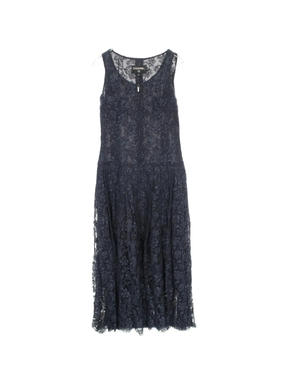 CHANEL Pre-Owned 1986-1988 floral-lace sleeveless midi dress - Blue