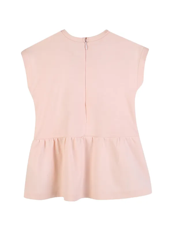 chloe kids logo embroidered dress Chloé Kids logo-embroidered Ruffled Dress | Pink