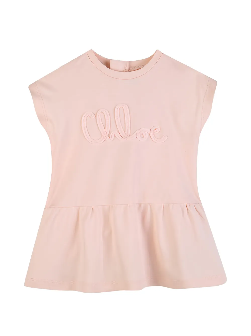 Chloé Kids logo-embroidered ruffled dress - Rosa