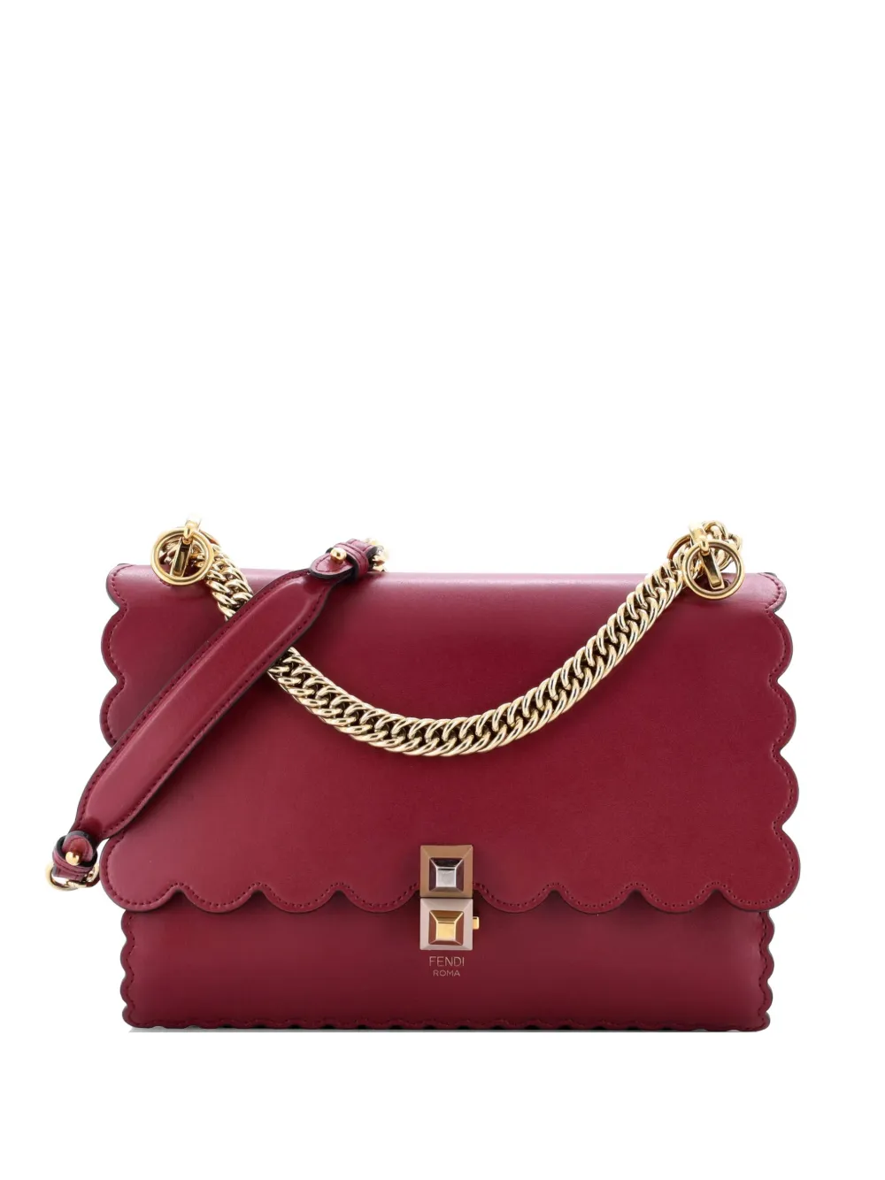 Pre-owned Fendi Kan I Bag Leather Medium Shoulder Bag In Red