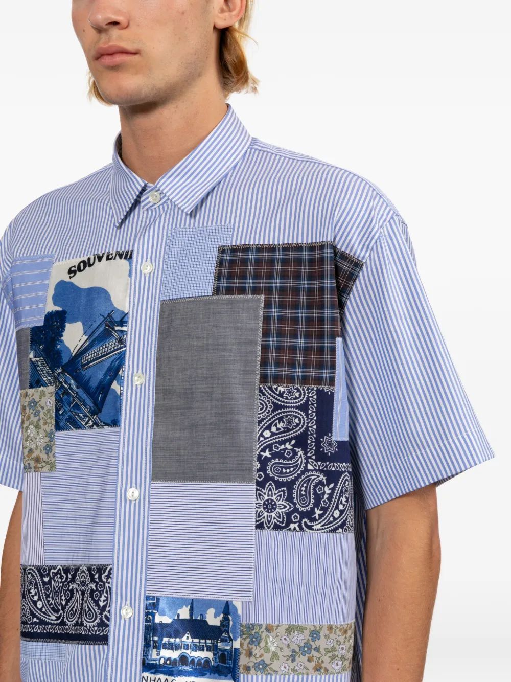 Junya Watanabe MAN パッチワーク シャツ | ブルー | FARFETCH JP