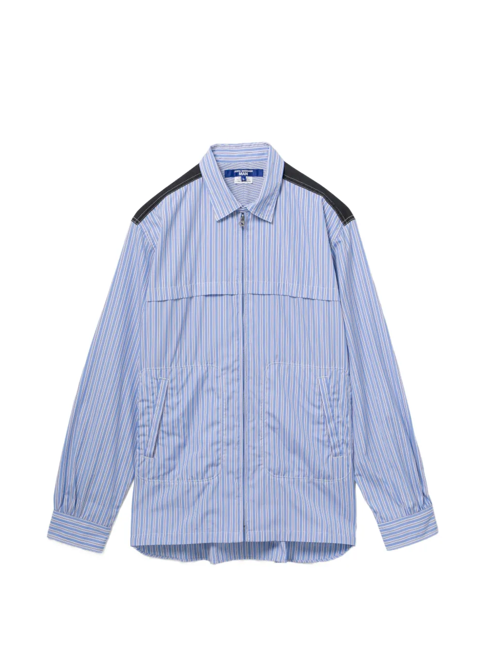 Junya Watanabe MAN striped panelled shirt - Blau