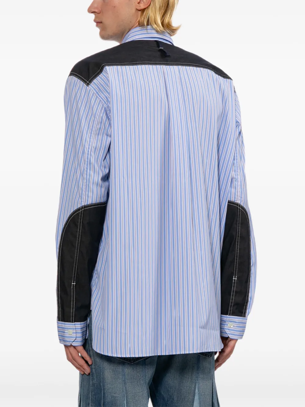 Junya Watanabe MAN Shirtjack met verticale streep Blauw