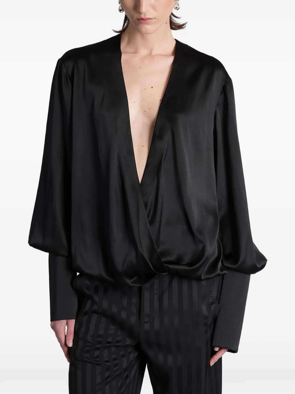 BATAKOVIC Belgrade wrap-design blouse - Nero