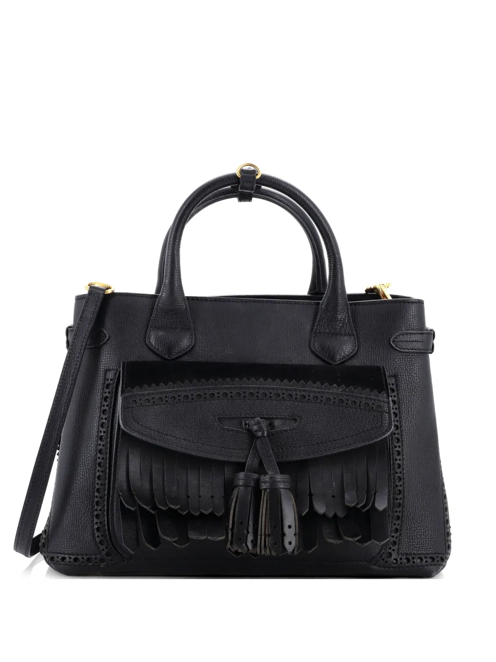 Burberry Pre-Owned Brogues Tassel Banner Leather Medium tote bag - Nero