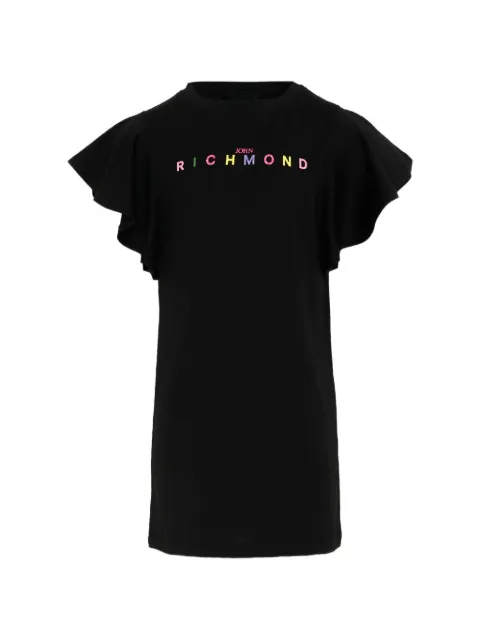 John Richmond Junior ruffled-sleeve logo-print dress