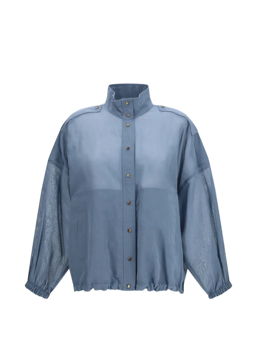 Brunello Cucinelli sheer-panelled cotton jacket - Blau