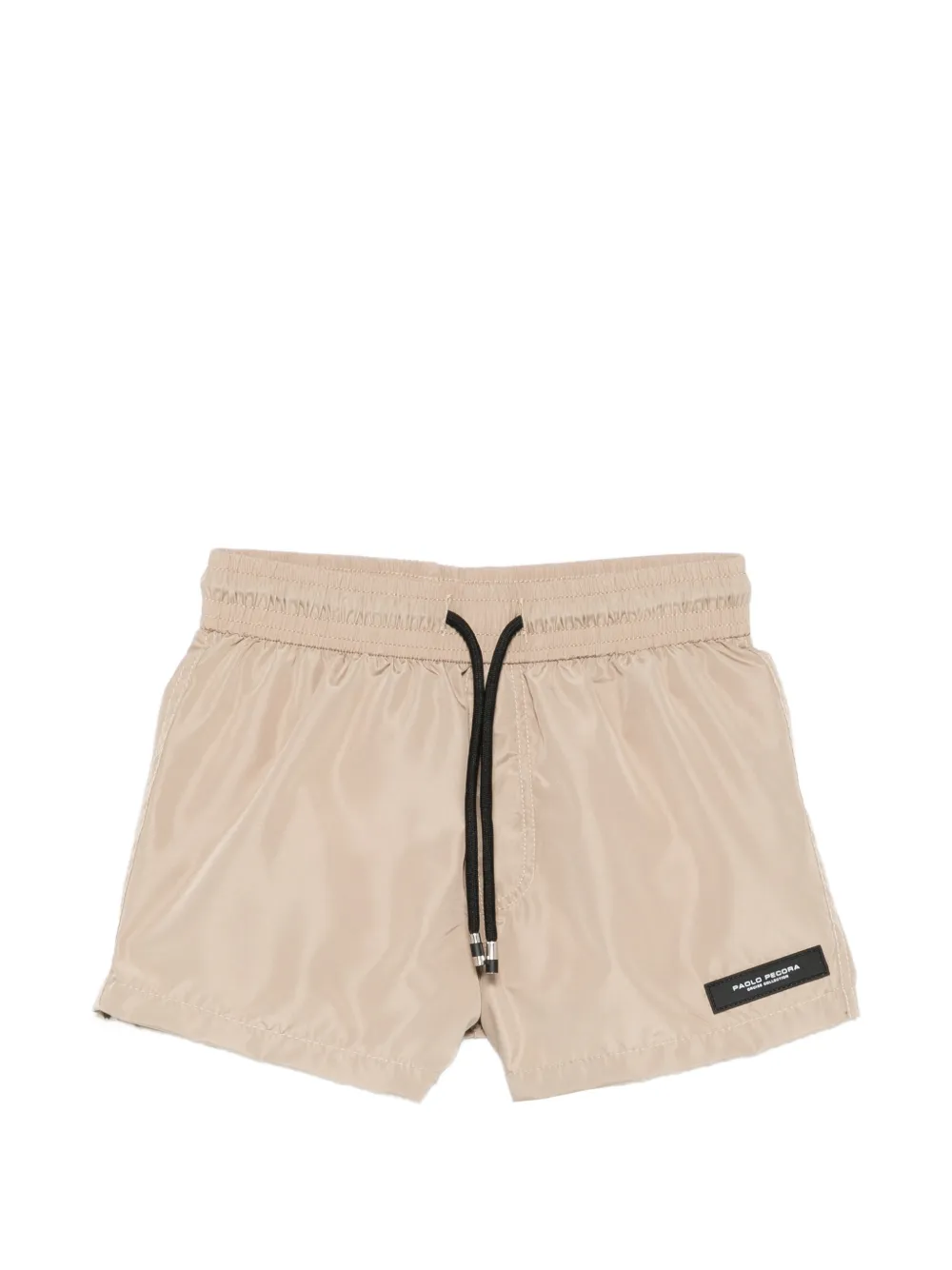 Paolo Pecora Kids drawstring logo-patch swim shorts - Toni neutri