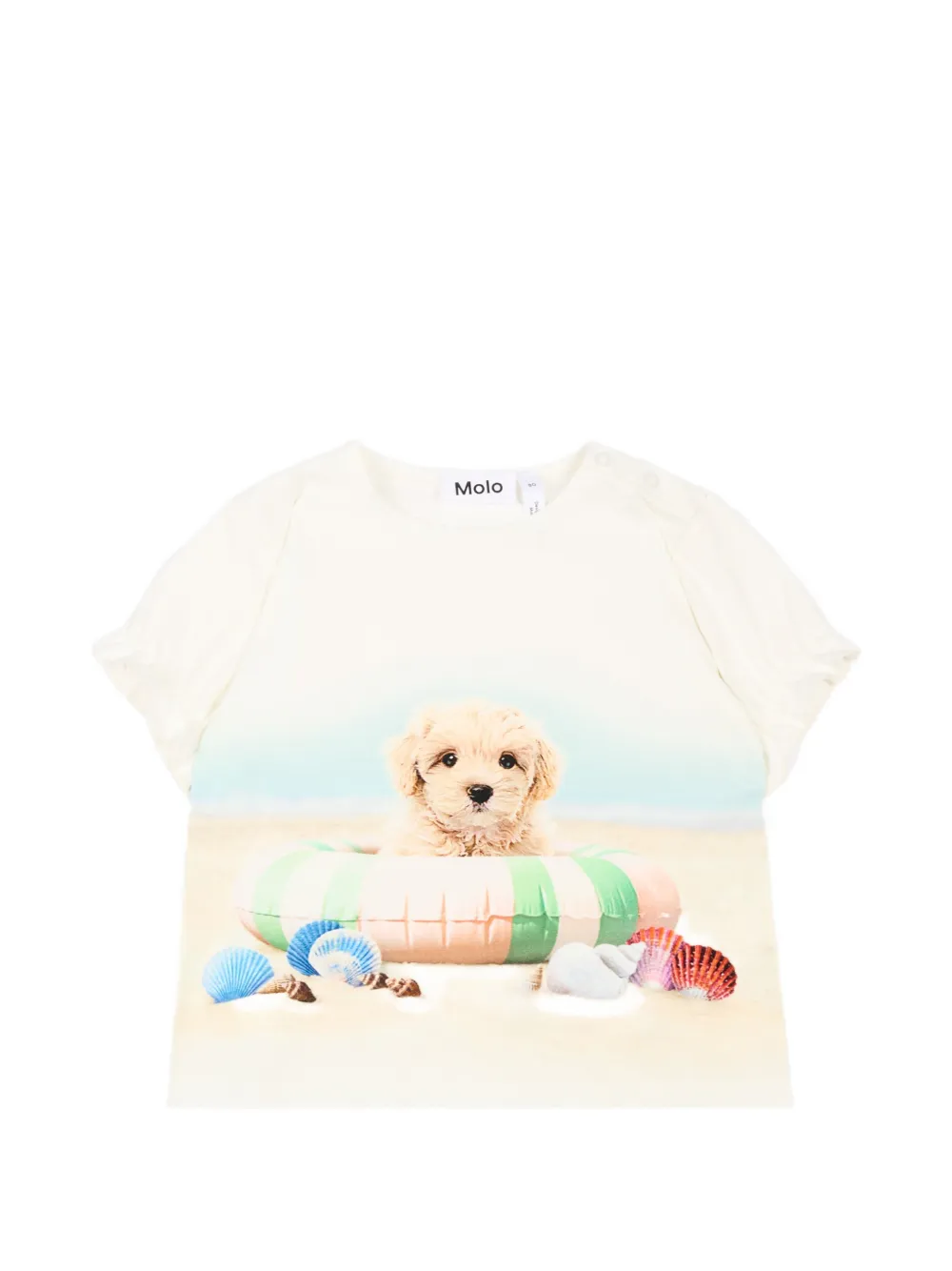Molo puppy-print puff-sleeve T-shirt - Toni neutri