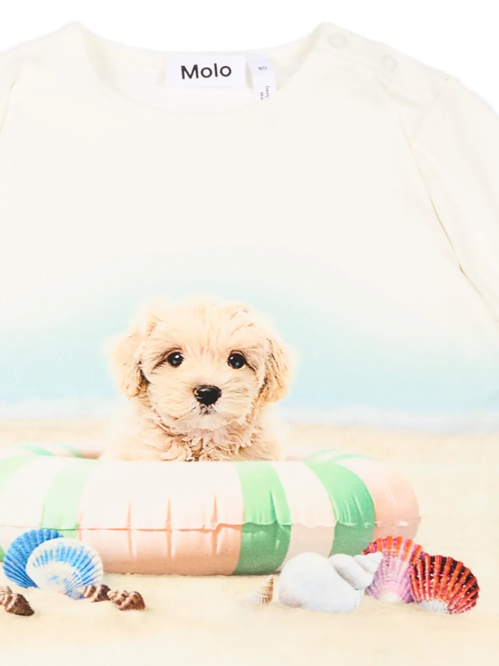 Molo T-shirt met pofmouwen en puppyprint Beige