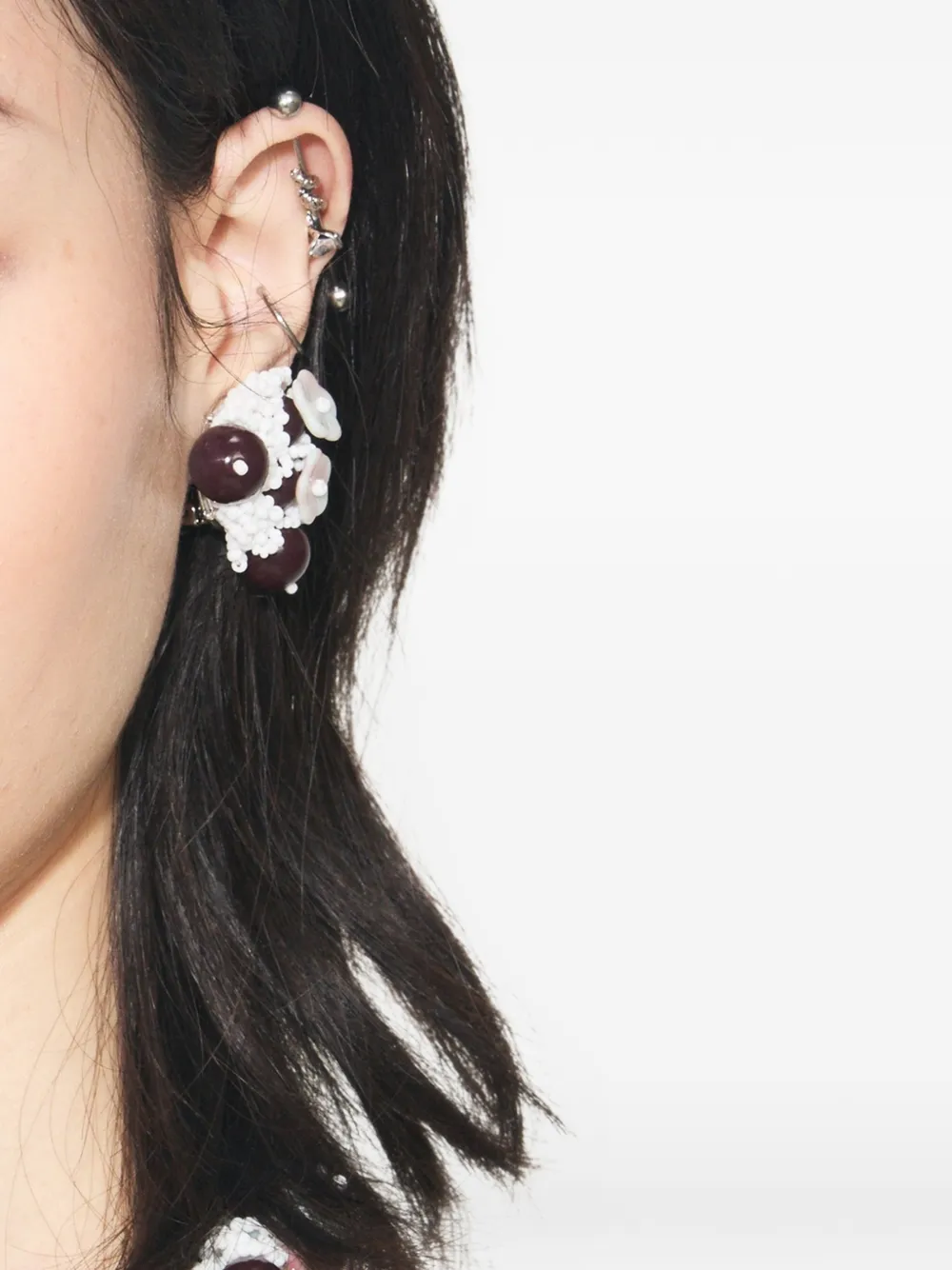  Tory Burch Pendientes Runway Con Cuentas - Blanco 