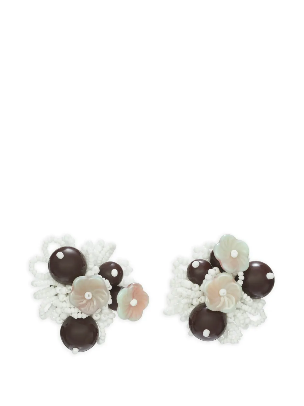 Tory Burch runway beaded cluster earrings - Bianco
