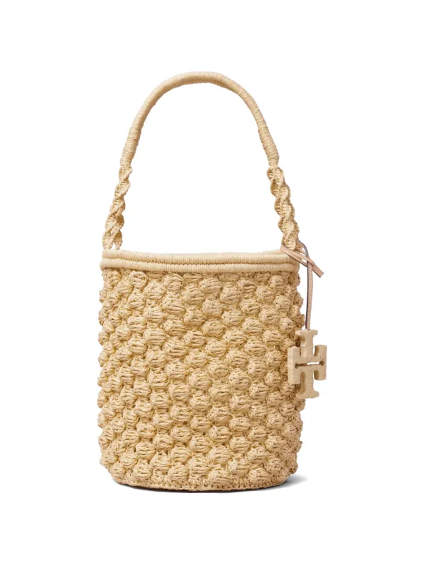 Tory Burch Ella Hand-crocheted Popcorn Bucket Bag in Neutrals