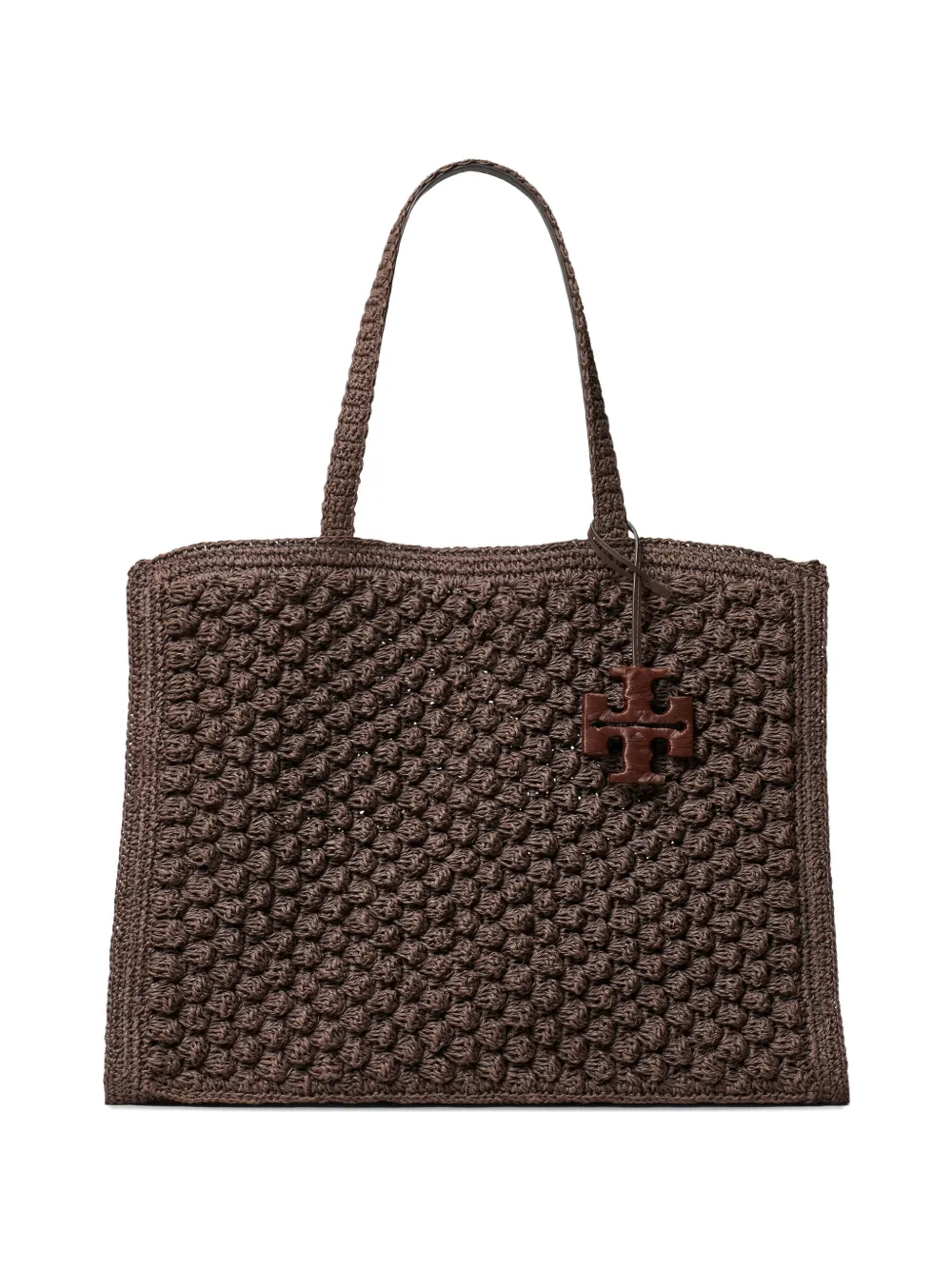 Tory Burch large Ella hand-crocheted popcorn tote bag - Braun