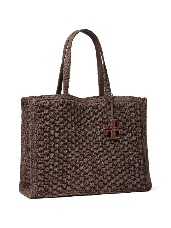 Tory Burch パテントレザー トートバッグ ダークブラウン Tory Burch Ella ハンドクロシェ ハンドバッグ L | ブラウン | FARFETCH JP