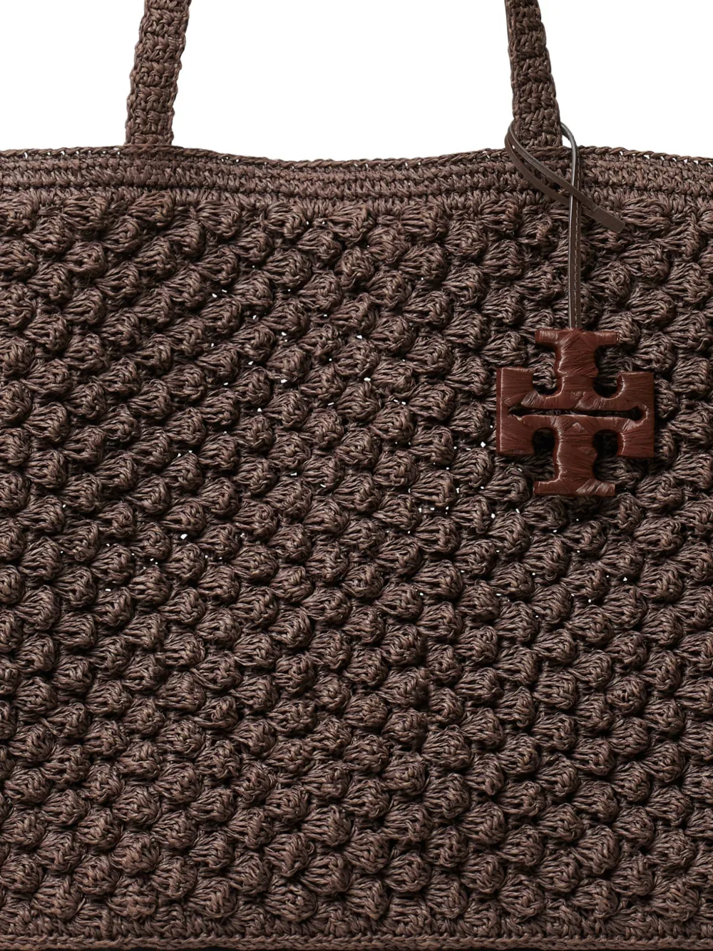 Tory Burch Grote Ella handgehaakte popcorn shopper Bruin