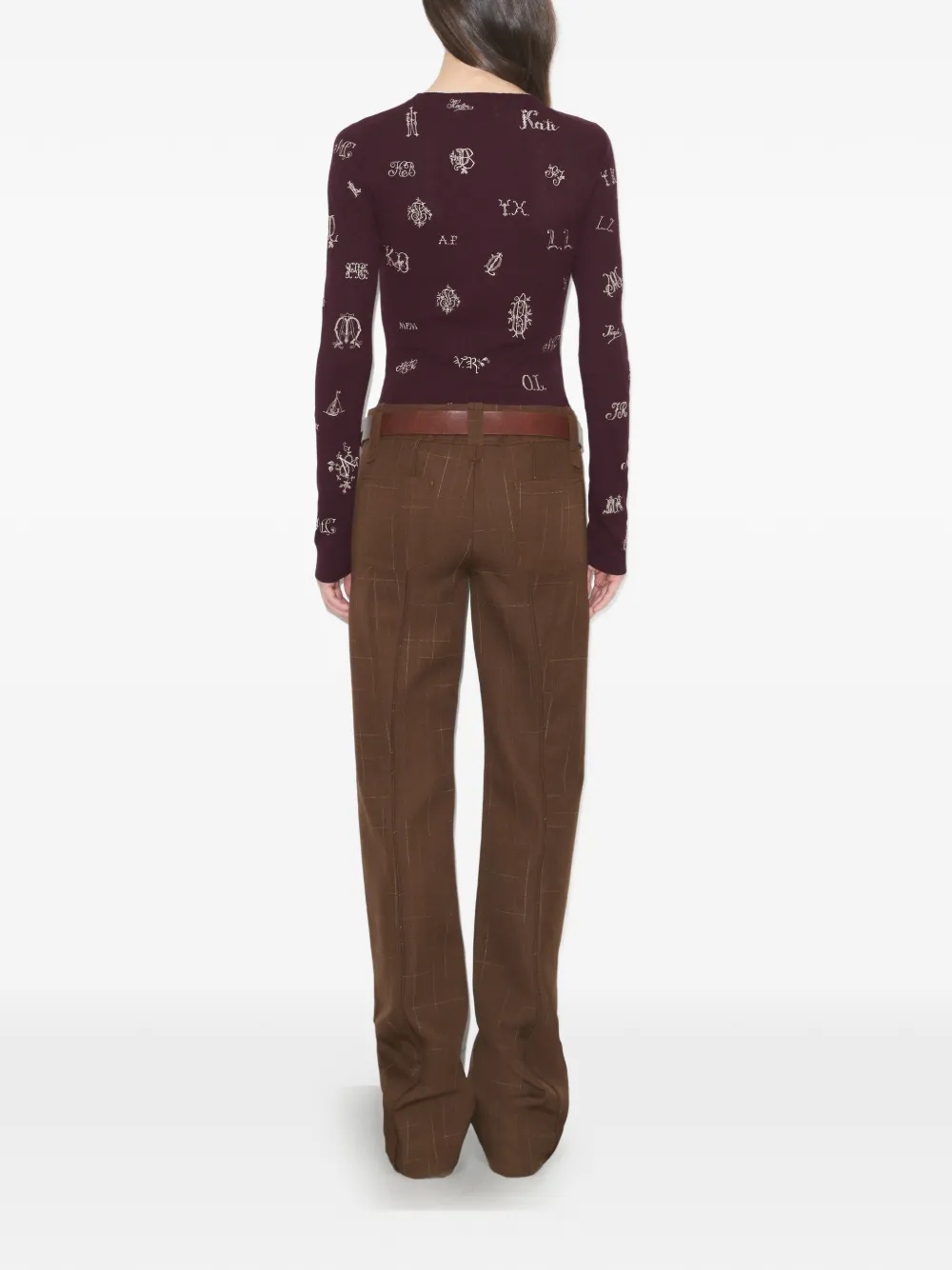 Tory Burch Embroidered Henley Sweater in Purple, view 3