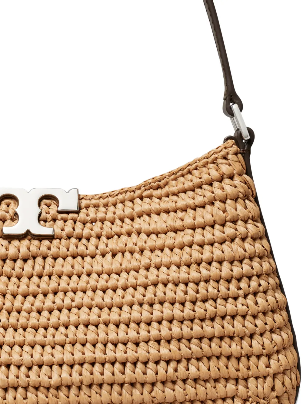 Tory Burch Eleanor Slim raffia schoudertas Beige