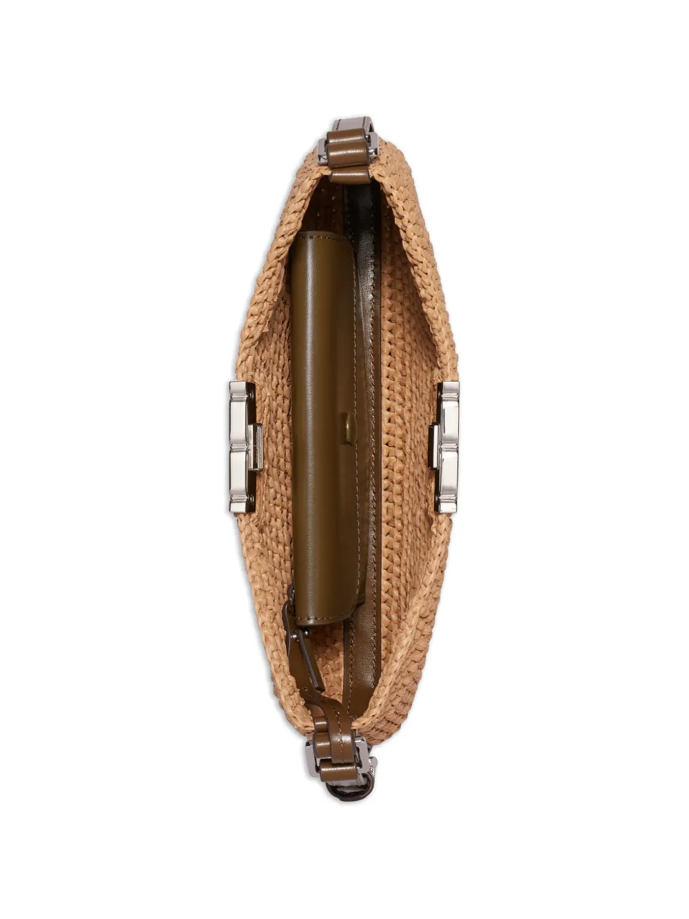 Tory Burch Eleanor Slim raffia schoudertas Beige