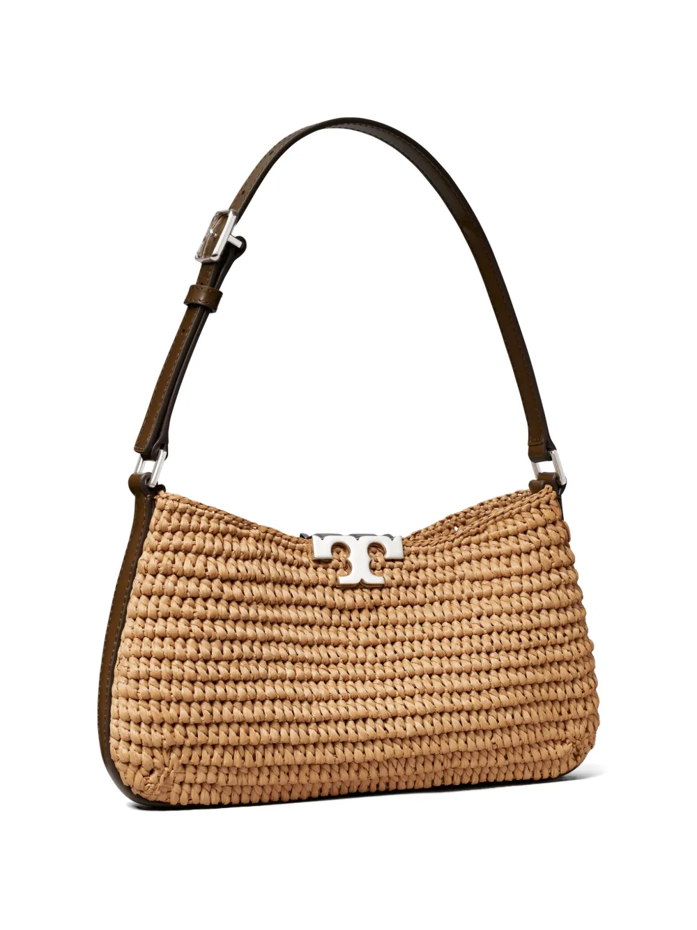 Tory Burch Eleanor Slim raffia schoudertas Beige