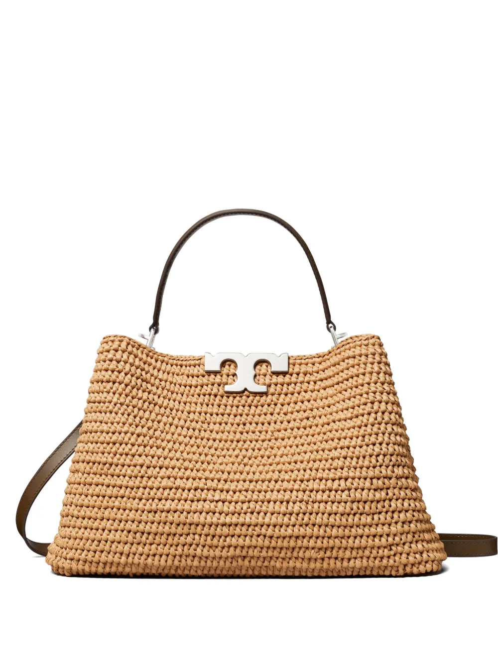 Tory Burch Eleanor Raffia Satchel Bag In Neutral