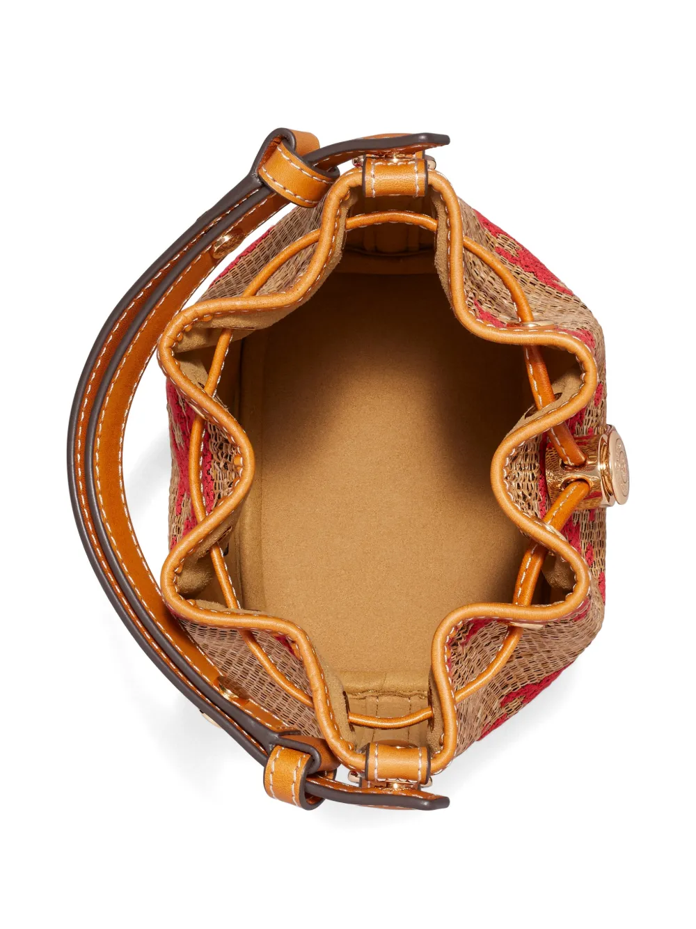 Tory Burch T Monogram stro mini bucket-tas Beige