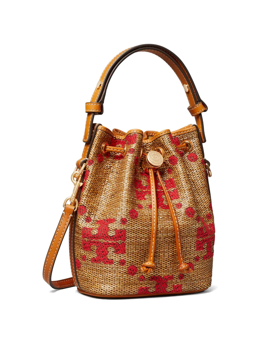 Tory Burch T Monogram stro mini bucket-tas Beige