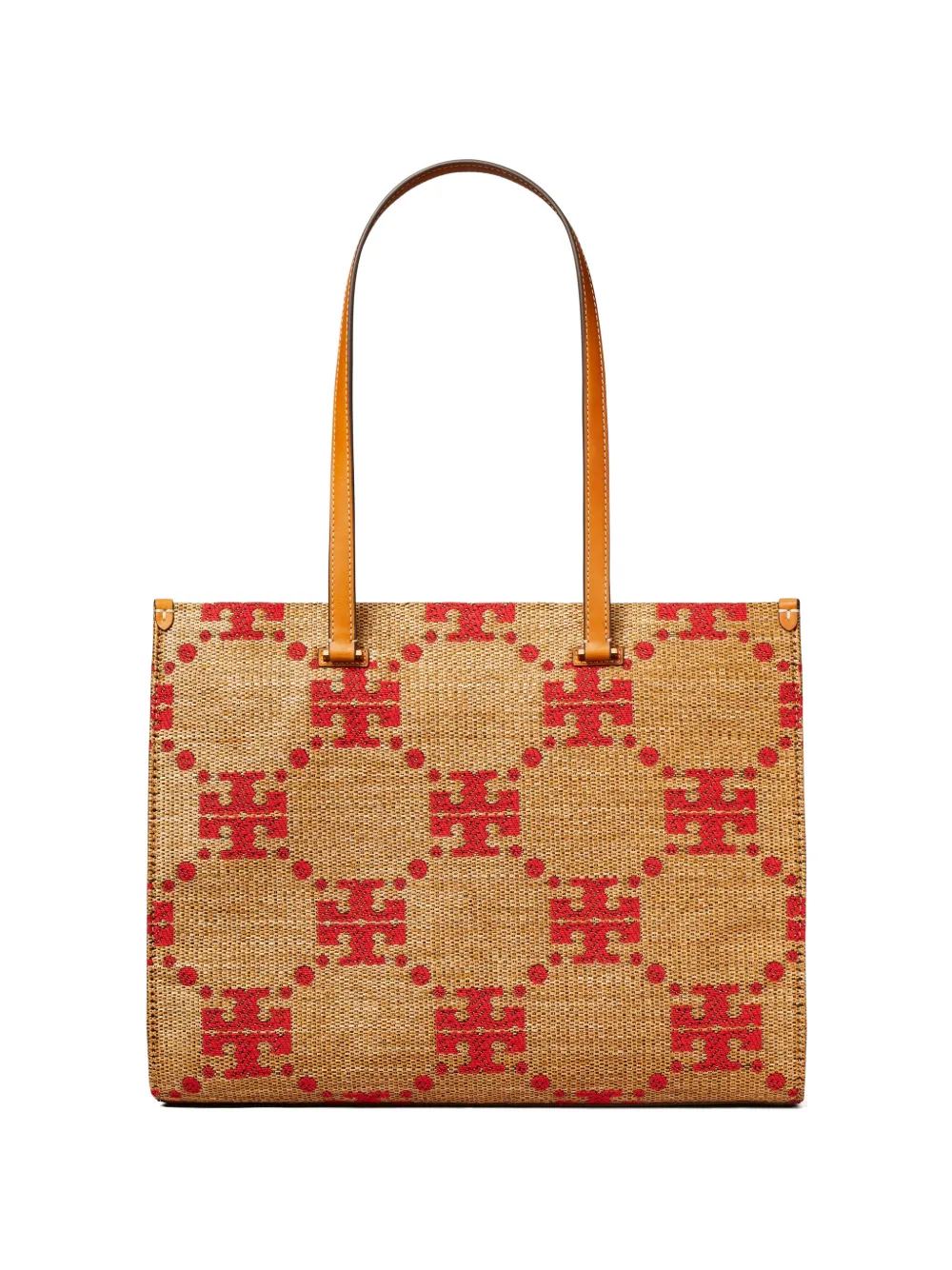 Tory Burch T Monogram woven tote bag - Toni neutri
