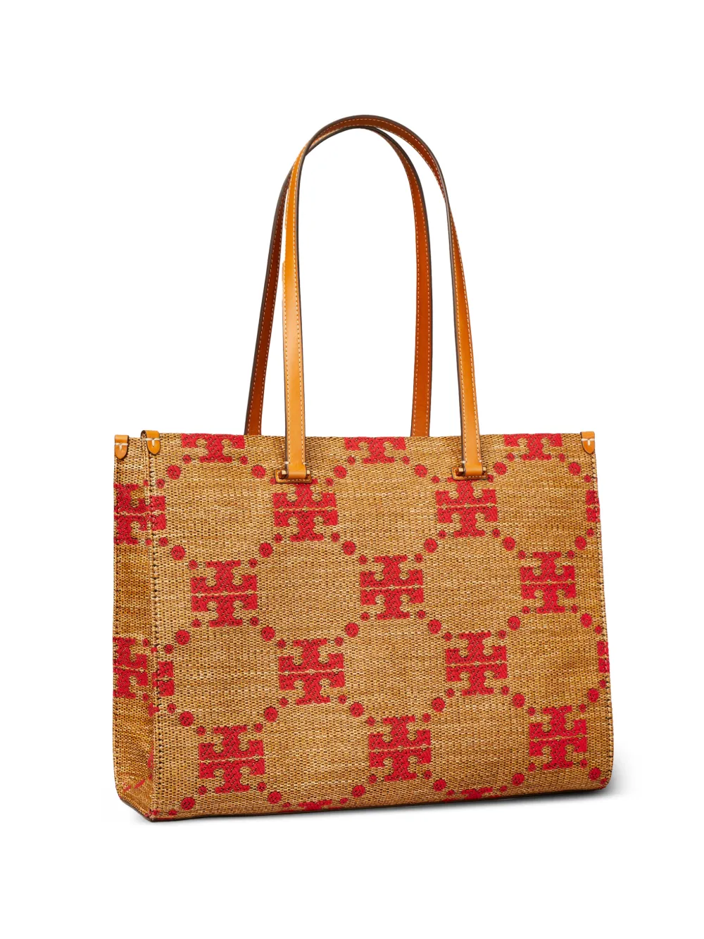 Tory Burch T Monogram geweven shopper Beige