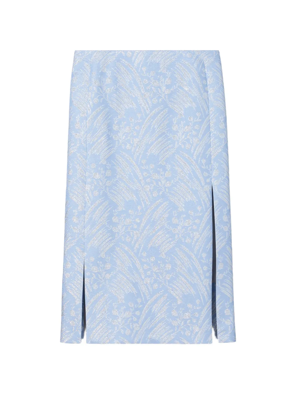 Tory Burch floral-jacquard metallic skirt - Blu