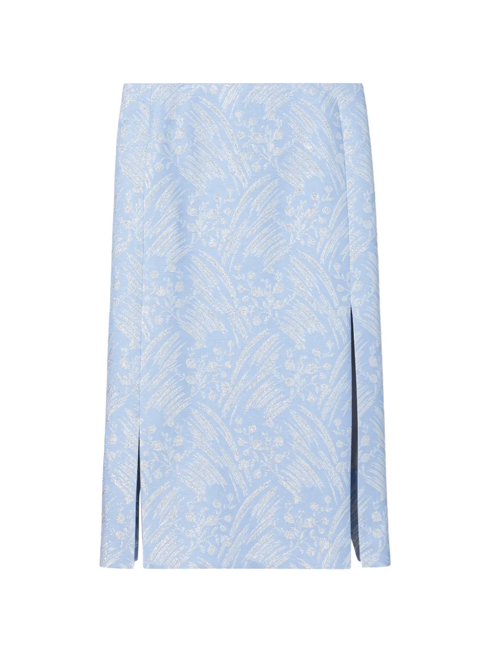 Tory Burch floral-jacquard metallic skirt - Blu