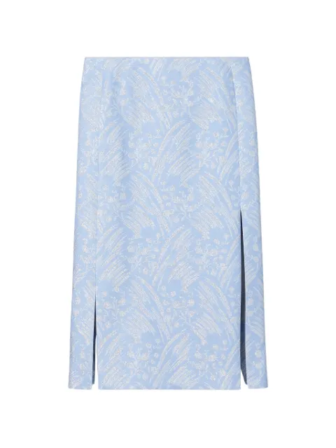 Tory Burch floral-jacquard metallic skirt