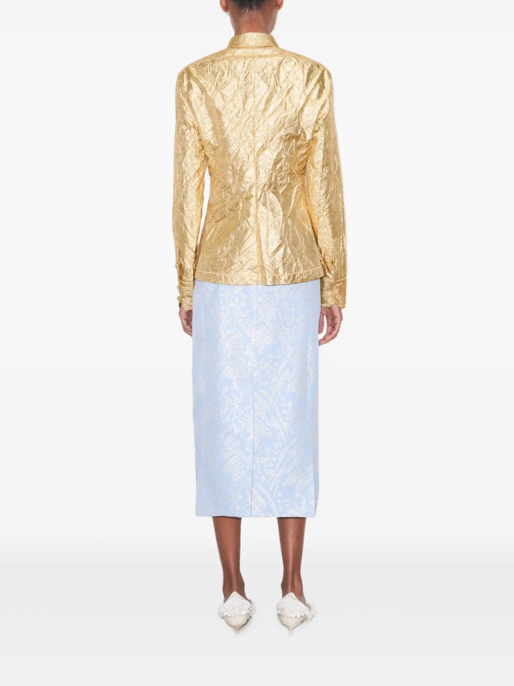 Tory Burch Metallic rok met bloemenjacquard Blauw