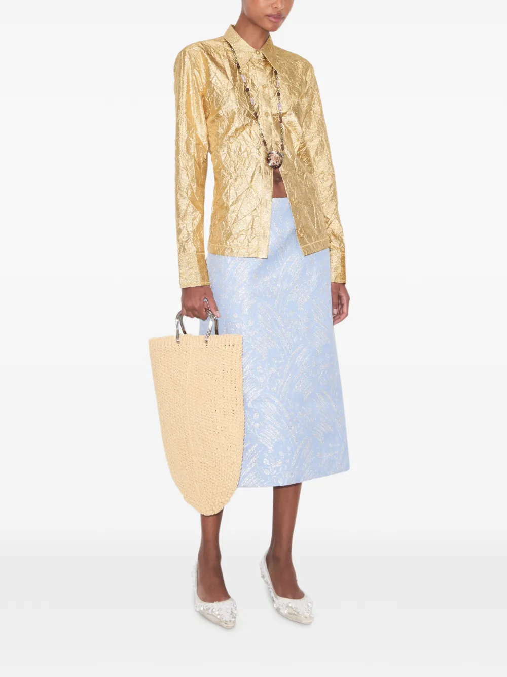 Tory Burch Metallic rok met bloemenjacquard Blauw