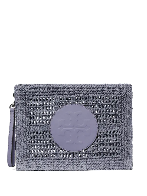 Tory Burch Ella Hand-crocheted Pouch in Grey