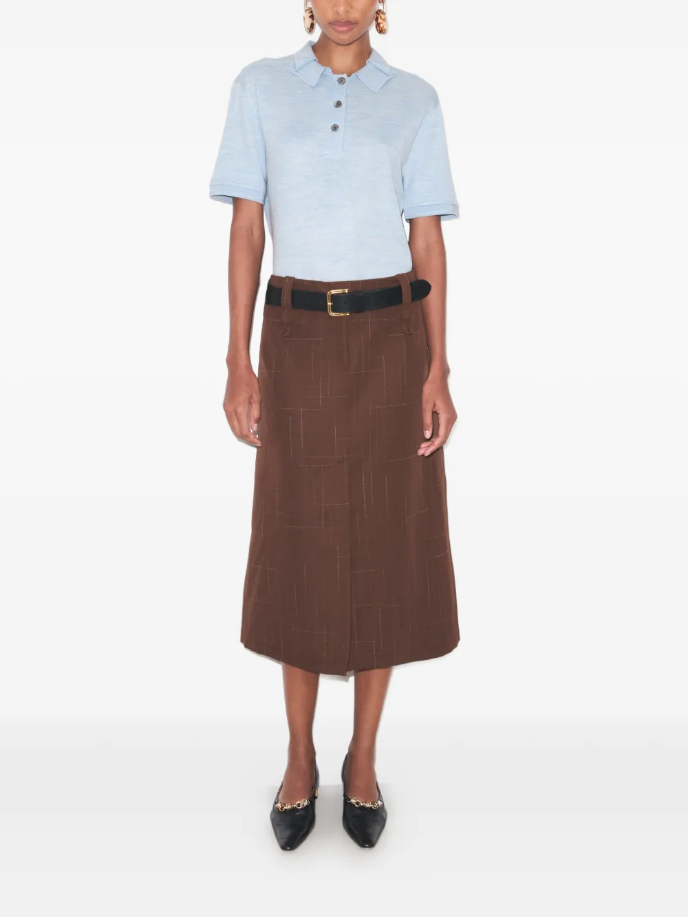  Tory Burch Polo Oversize De Seda - Azul 