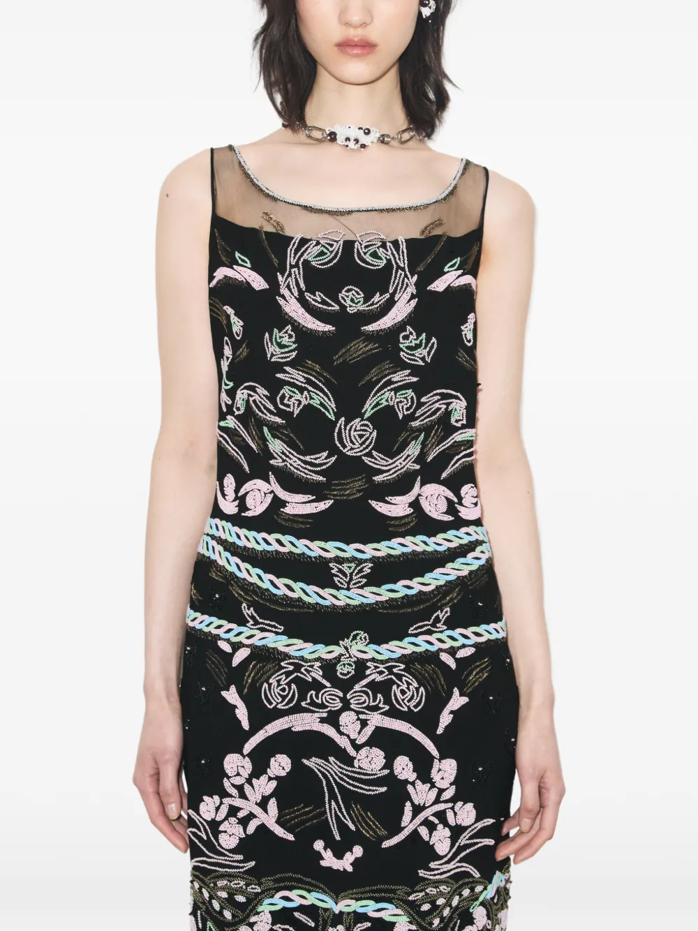 Tory Burch Verfraaide mesh jurk Zwart