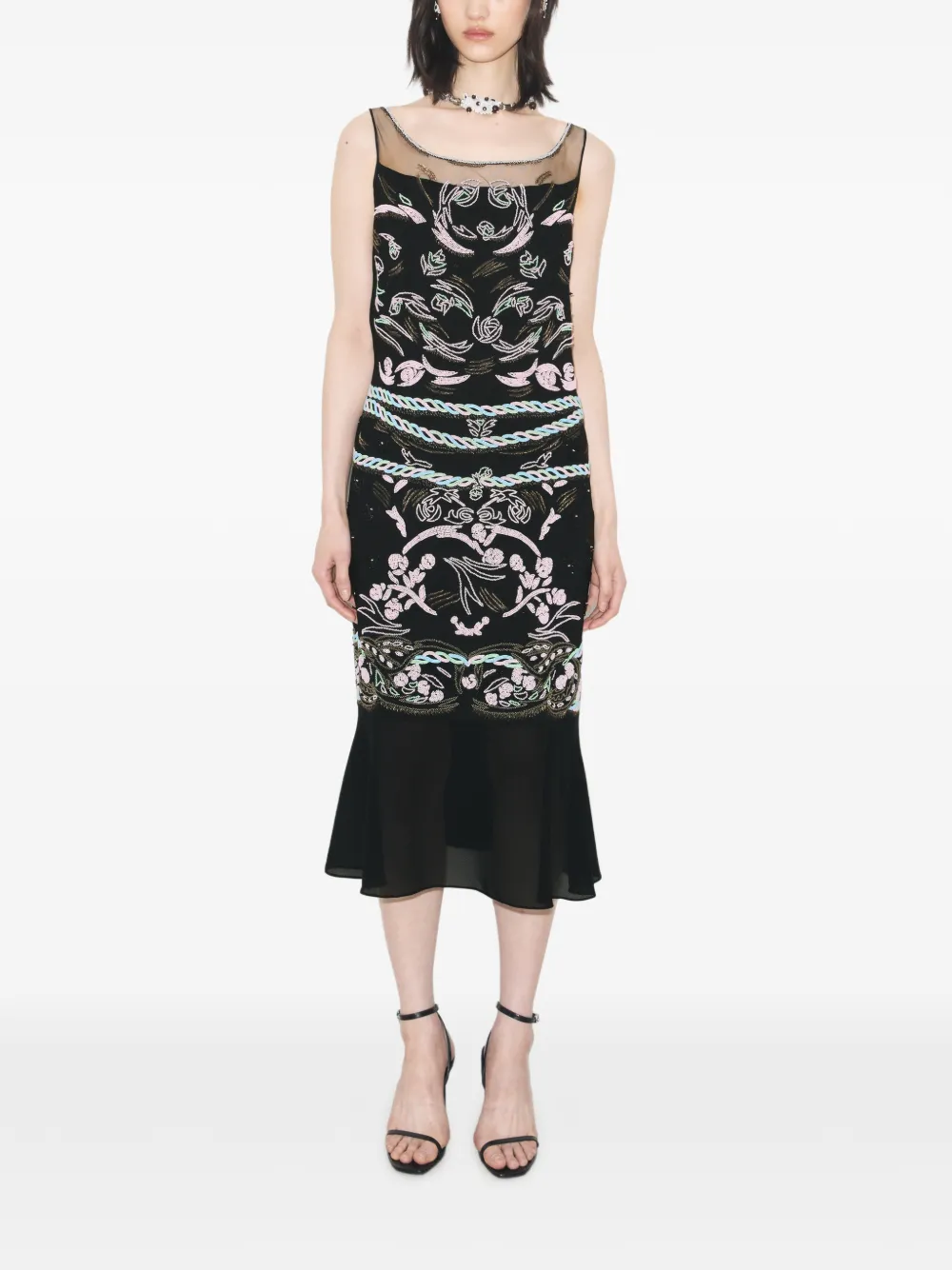 Tory Burch Verfraaide mesh jurk Zwart