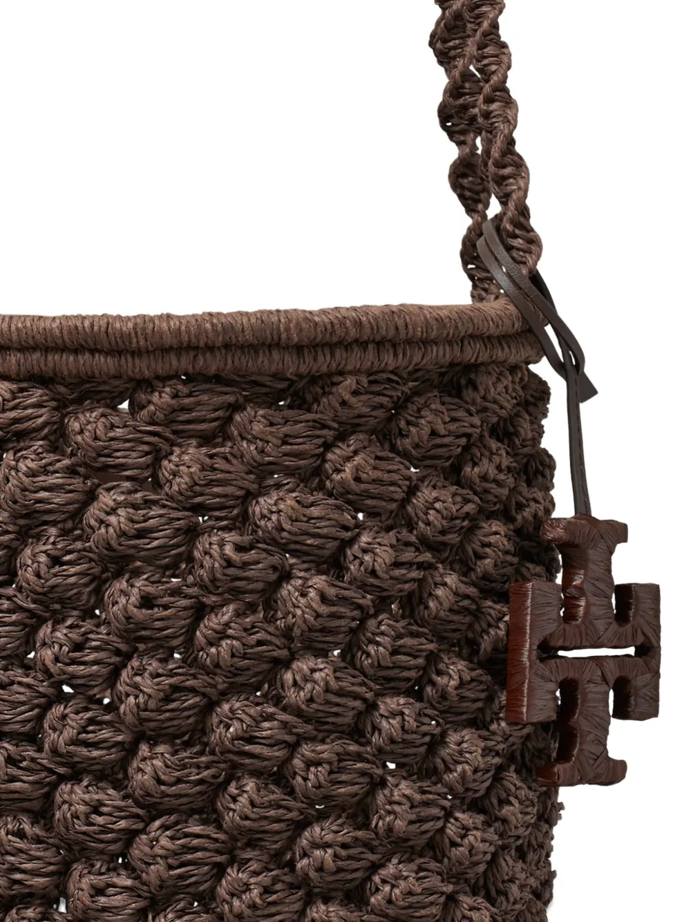 Tory Burch Ella handgehaakte bucket-tas Bruin
